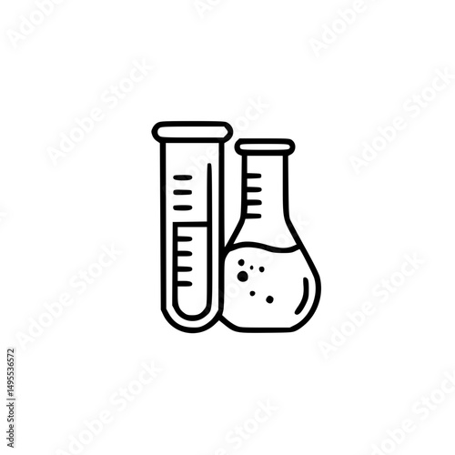 Laboratory glassware Test tube and Erlenmeyer flask illustration