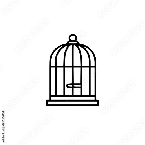 Elegant Birdcage Line Art Simple Cage Illustration