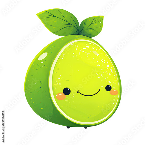 Png kawaii cartoon lime smiling isolated on transparent background