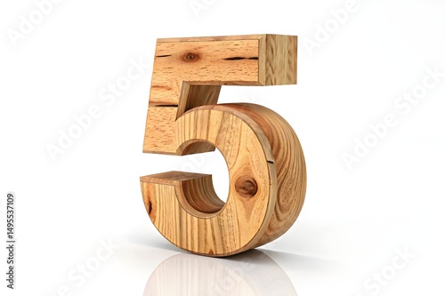 3D wood number five and one signs, symbols, and text design illustration