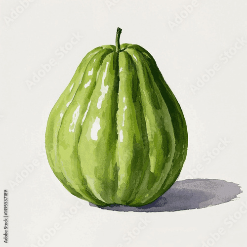 Serene Chayote Brushstrokes chayote isolated watercolor vector illustration svg