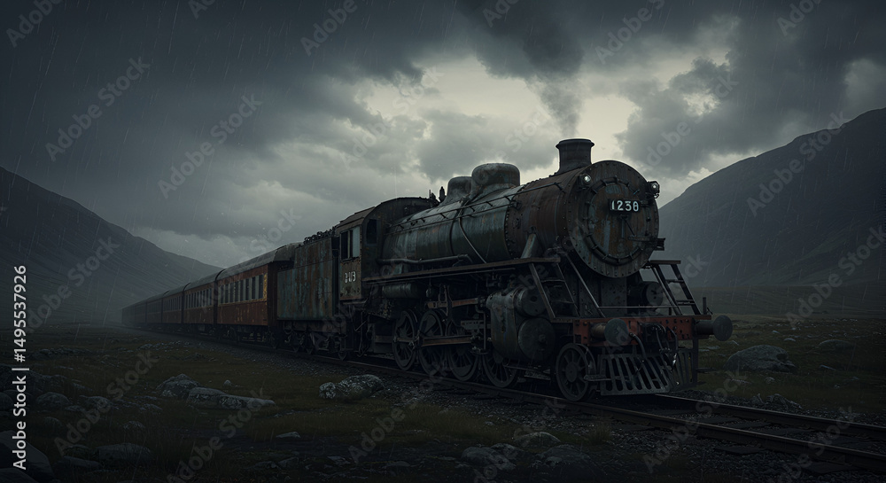 Obraz premium steam train on the road