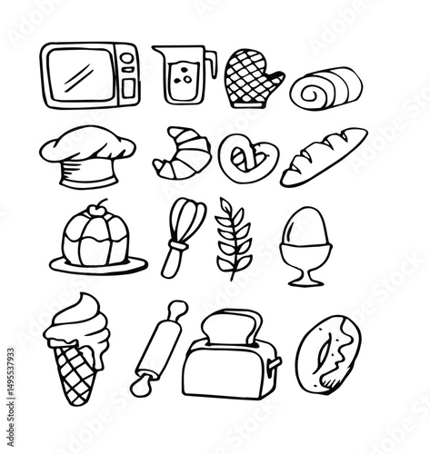 Hand drawn bread doodle set Free