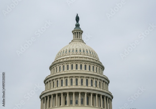 Close up of the united states capitol building dome against a cloudy sky day