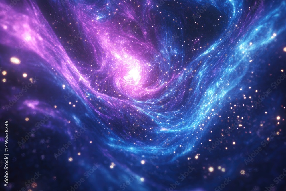 Fototapeta premium Abstract cosmic nebula swirling with vibrant purple and blue hues