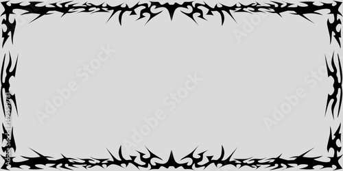 Collection of black-colored frames on a white background in neo-tribal style.

