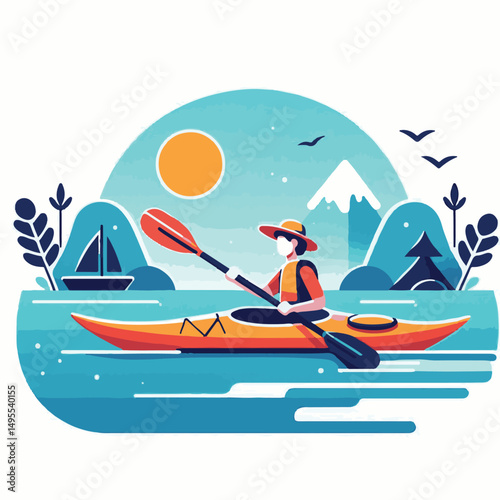nature, summer, kayak, water, vacation, travel, boat, lake, sport, paddle, holiday, kayaking, activity, outdoor, landscape, active, leisure, canoe, lifestyle, adventure, tourism, recreation, sea, spor