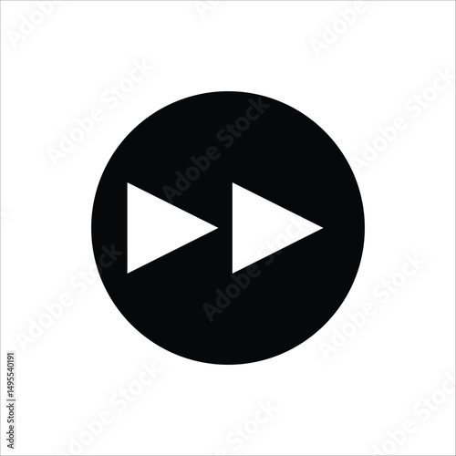 Forward button icon. Double arrow glyph icon. Navigation pointer, indicator. Vector illustration isolated on white background.	