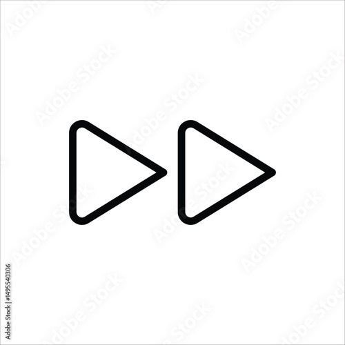 Forward button icon. Double arrow glyph icon. Navigation pointer, indicator. Vector illustration isolated on white background.	