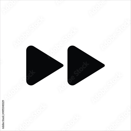 Forward button icon. Double arrow glyph icon. Navigation pointer, indicator. Vector illustration isolated on white background.	