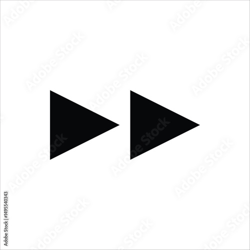 Forward button icon. Double arrow glyph icon. Navigation pointer, indicator. Vector illustration isolated on white background.	