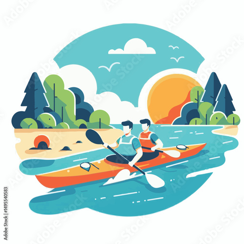nature, summer, kayak, water, vacation, travel, boat, lake, sport, paddle, holiday, kayaking, activity, outdoor, landscape, active, leisure, canoe, lifestyle, adventure, tourism, recreation, sea, spor