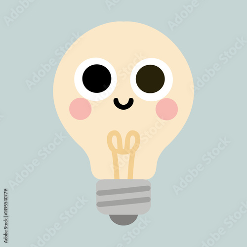 manually hand traced vector of a happy light bulb illustration in soft colors