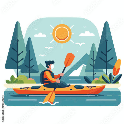 nature, summer, kayak, water, vacation, travel, boat, lake, sport, paddle, holiday, kayaking, activity, outdoor, landscape, active, leisure, canoe, lifestyle, adventure, tourism, recreation, sea, spor