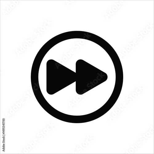 Double arrow glyph icon. Forward button symbol. Navigation pointer, indicator. Vector illustration isolated on white background.	