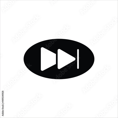 Double arrow glyph icon. Forward button symbol. Navigation pointer, indicator. Vector illustration isolated on white background.	