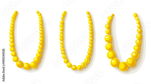 Elegant Yellow Beaded Necklaces Displayed on White Background in Distinct Styles and Shapes