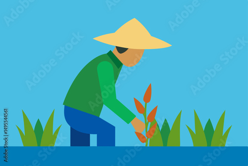 farmer planting a tree