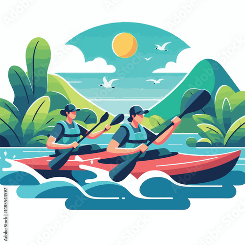 nature, summer, kayak, water, vacation, travel, boat, lake, sport, paddle, holiday, kayaking, activity, outdoor, landscape, active, leisure, canoe, lifestyle, adventure, tourism, recreation, sea, spor