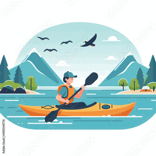 nature, summer, kayak, water, vacation, travel, boat, lake, sport, paddle, holiday, kayaking, activity, outdoor, landscape, active, leisure, canoe, lifestyle, adventure, tourism, recreation, sea, spor