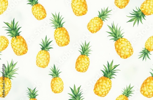 seamless watercolor pattern with pineapple