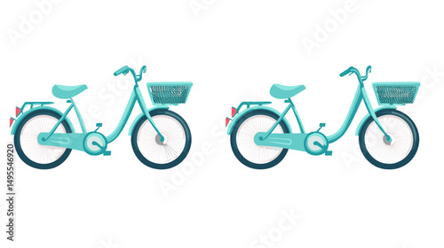 Pair of Stylish Light Blue Bicycles Parked Together in a Bright Urban Setting for Eco-Friendly Transport