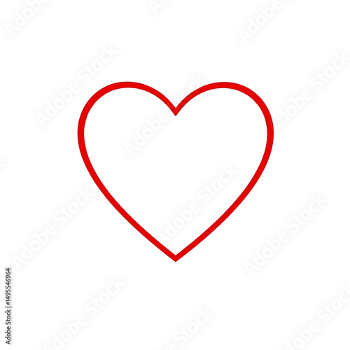 red heart shape frame, outline stroke border, png with transparent background clipart 