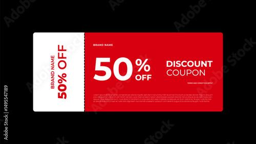 Gift Coupon with code red coupon BOGO, 50% 60% off coupon voucher discount coupon red and white. 