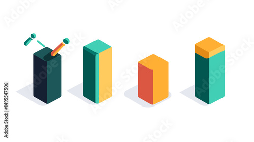 Data Analysis Illustration With Colorful Bar Graphs and Metrics for Business Performance Evaluation