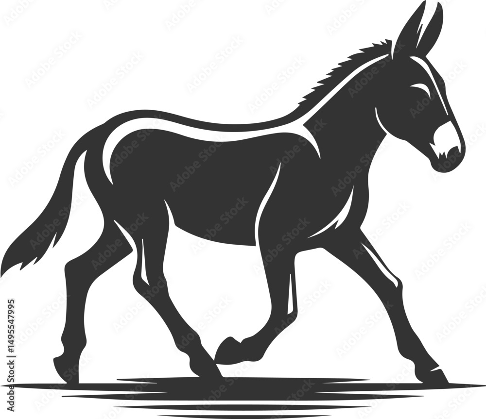 Fototapeta premium Animal drawing vector of a mule silhouette