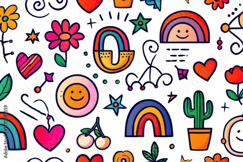 Love blooms in the heart, a rainbow of smiles under the sun. Find peace, like a star, desert cactus flowers, and clouds.