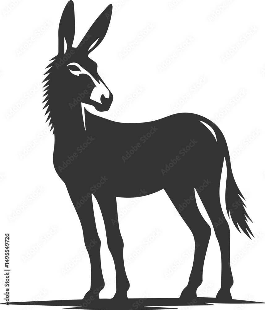 Fototapeta premium Animal drawing vector of a mule silhouette
