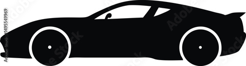 Sports Car Silhouette - Minimalist Black and White Vehicle