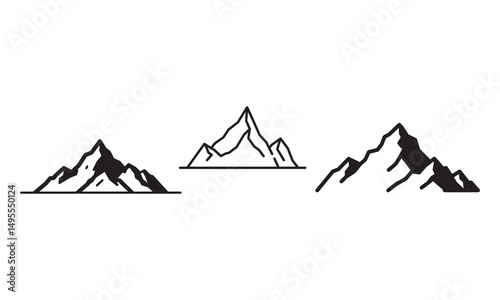 black and white drawing of a mountain peak icon