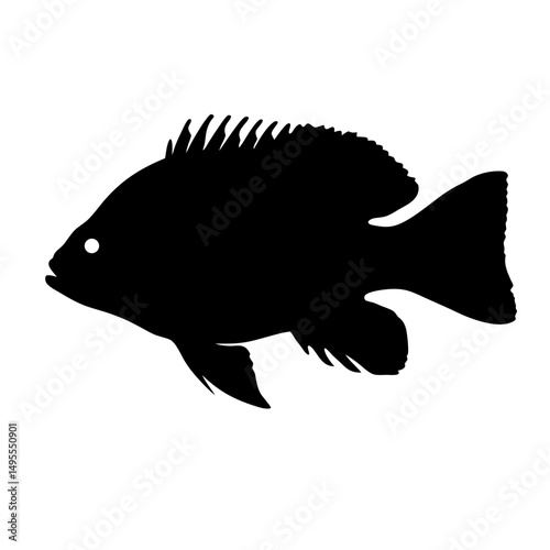 Black crappie fish silhouette vector illustration freshwater fish drawing aquatic life fauna wildlife nature animal