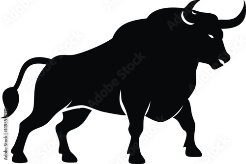 Bull Silhouette - Minimalist Black Farm Animal