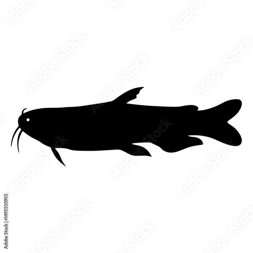 Illustration of a catfish silhouette aquatic animal freshwater fish wildlife river fishing vector
