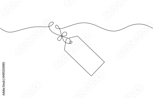 Red blank prize tag continuous one line drawing vector illustration, Prize tag continuous one line drawing. Red blank prize tag continuous one line drawing.
