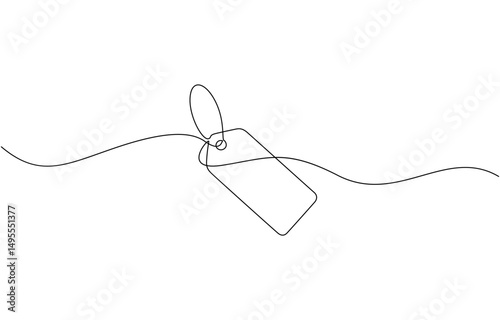 Red blank prize tag continuous one line drawing vector illustration, Prize tag continuous one line drawing. Red blank prize tag continuous one line drawing.