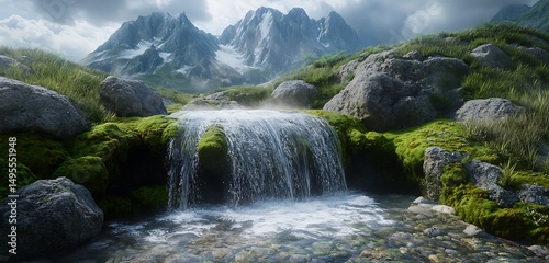 waterfall in the mountains