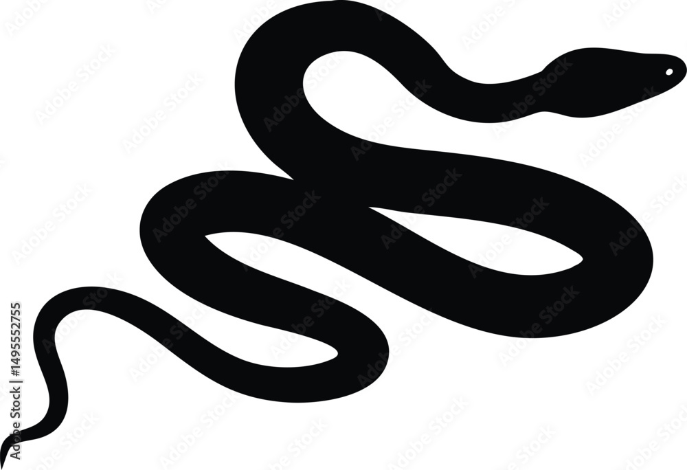 Fototapeta premium Snake Silhouette - Minimalist Black Reptile