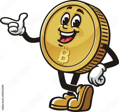Bitcoin character cartoon with an idea