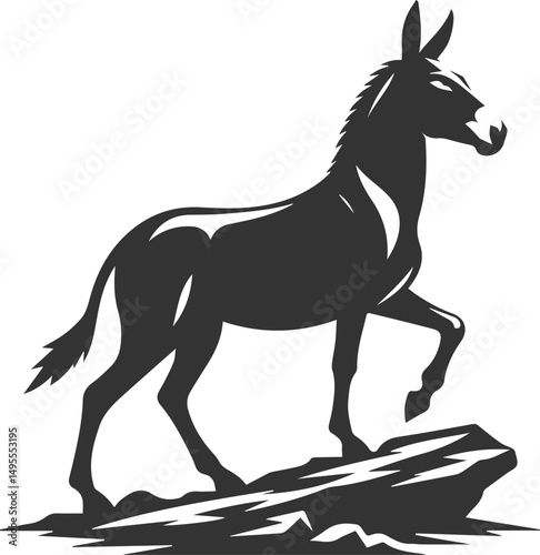 Animal drawing vector of a mule silhouette
