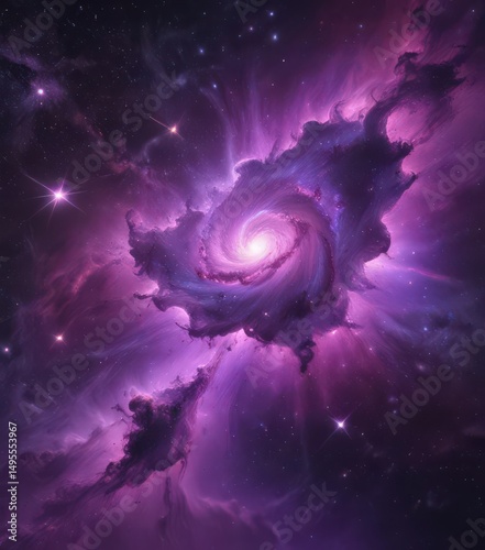 Vibrant purple nebula swirls, glowing star clusters  Cosmic dust, celestial wonders , color, constellation, stars