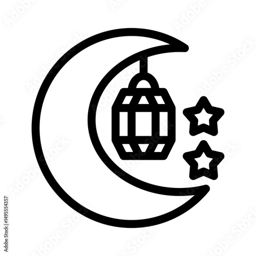 star and crescent line icon