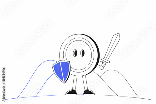 Friendly cartoon gold coin mascot suitable for games financial marketing or merchandise featuring digital currency or gold savings concepts