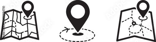 Location Pin Icons on Folded Maps for Navigation