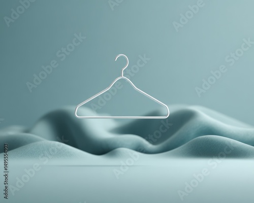 Minimalist Clothes Hanger on Blue Abstract Surface