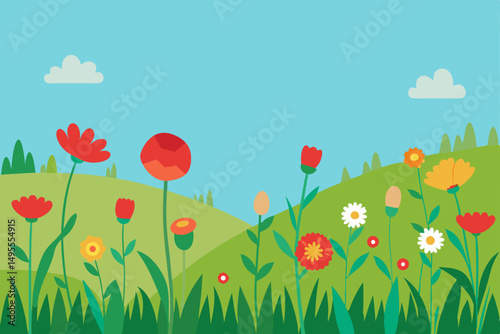 spring meadow with flowers