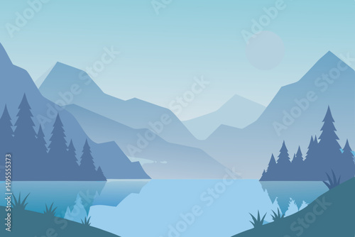 mountain landscape with lake